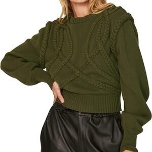 Ronny Kobo Collection yeva braided cropped green Sweater XS